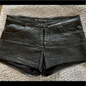 Zara black quilted leather shorts, size S, top condition